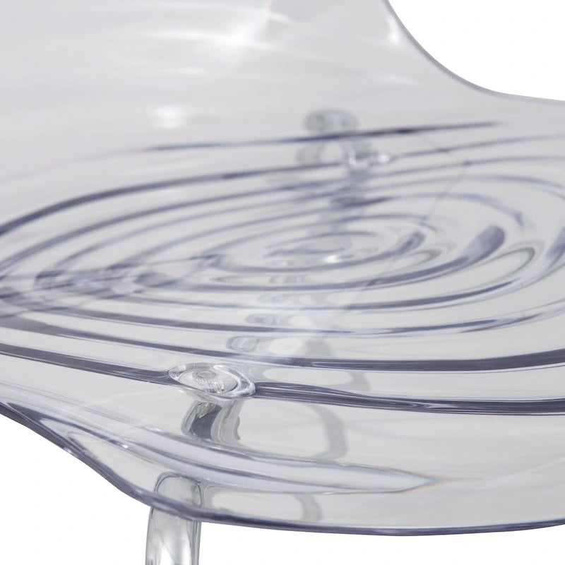 Acrylic Dining Chair with Water Ripple Design & Chrome Legs