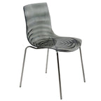 Acrylic Dining Chair with Water Ripple Design & Chrome Legs