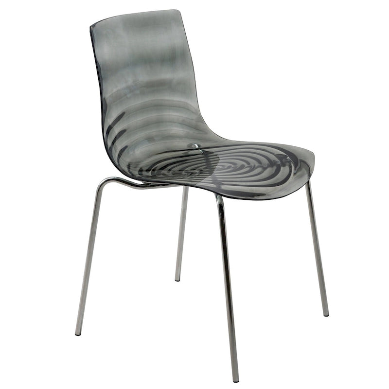 Acrylic Dining Chair with Water Ripple Design & Chrome Legs