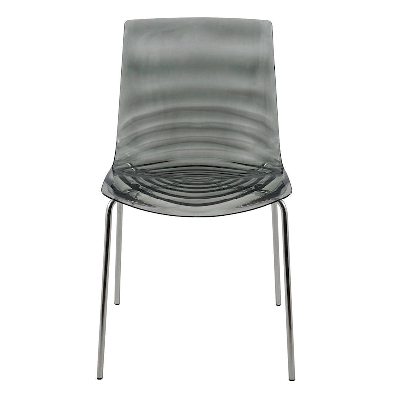 Acrylic Dining Chair with Water Ripple Design & Chrome Legs