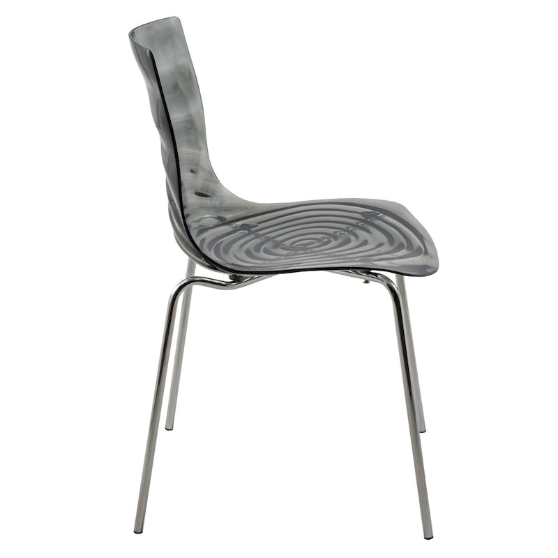 Acrylic Dining Chair with Water Ripple Design & Chrome Legs