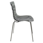Acrylic Dining Chair with Water Ripple Design & Chrome Legs