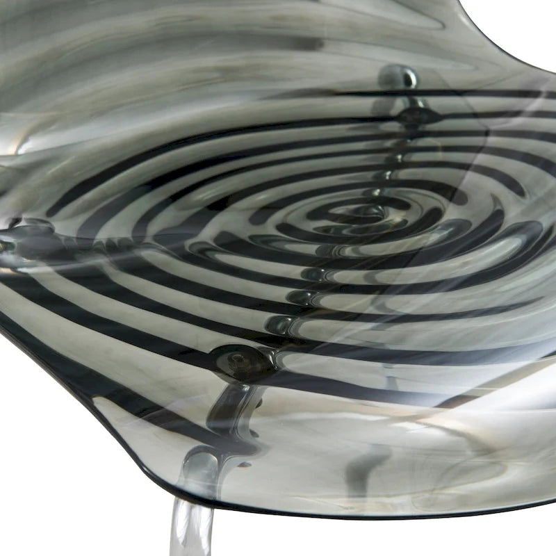 Acrylic Dining Chair with Water Ripple Design & Chrome Legs