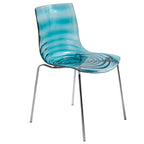 Acrylic Dining Chair with Water Ripple Design & Chrome Legs