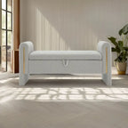 Modern Teddy Fabric Bed-End Storage Bench with Arms