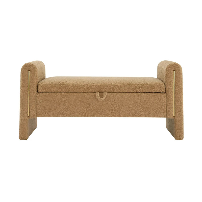 Modern Teddy Fabric Bed-End Storage Bench with Arms