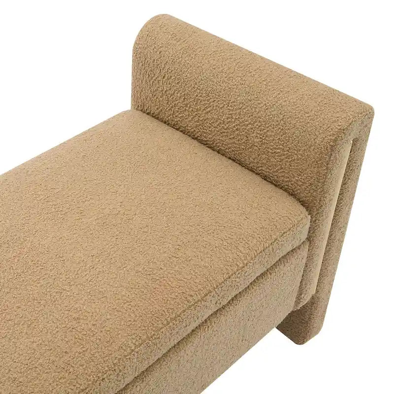 Modern Teddy Fabric Bed-End Storage Bench with Arms