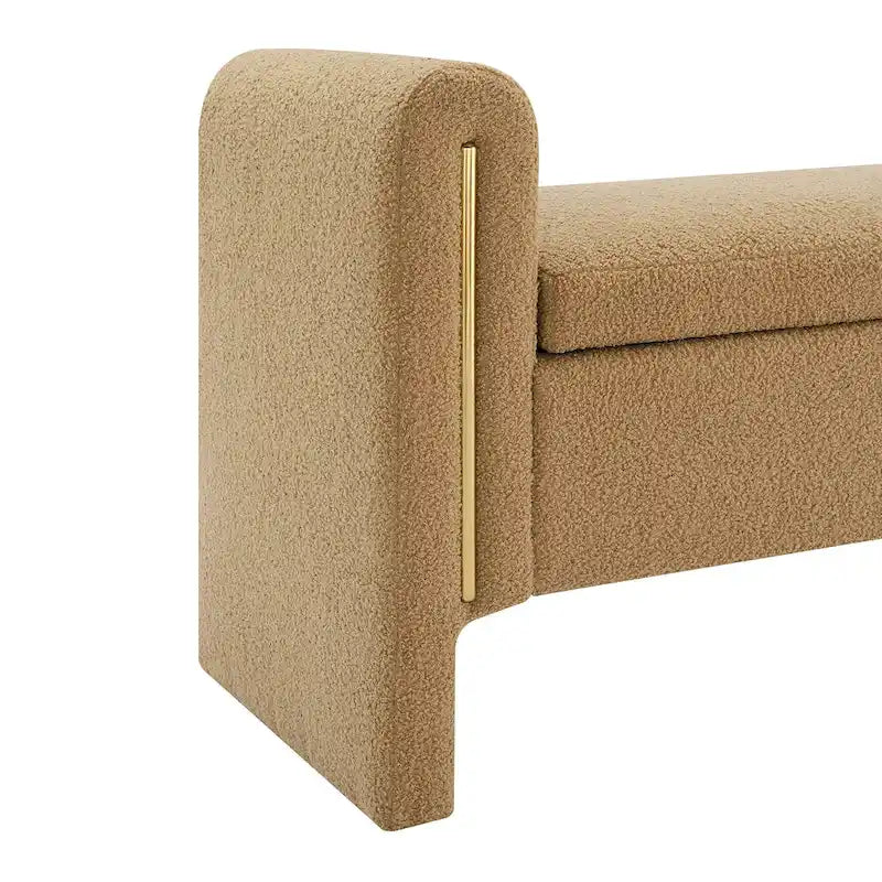 Modern Teddy Fabric Bed-End Storage Bench with Arms