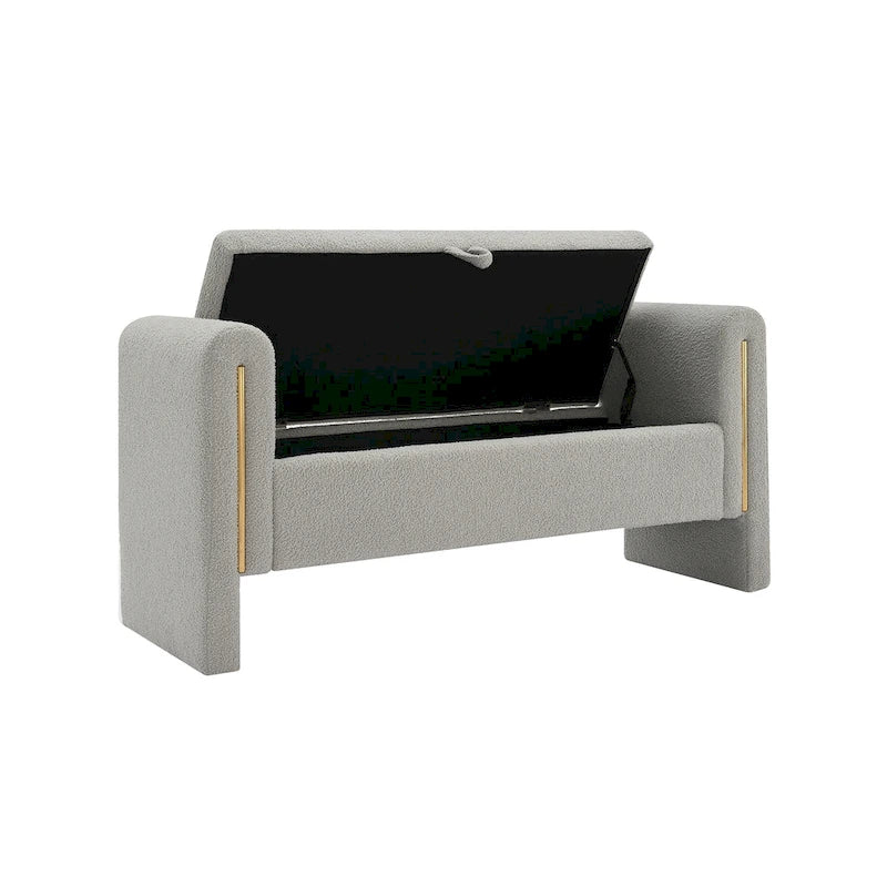 Modern Teddy Fabric Bed-End Storage Bench with Arms