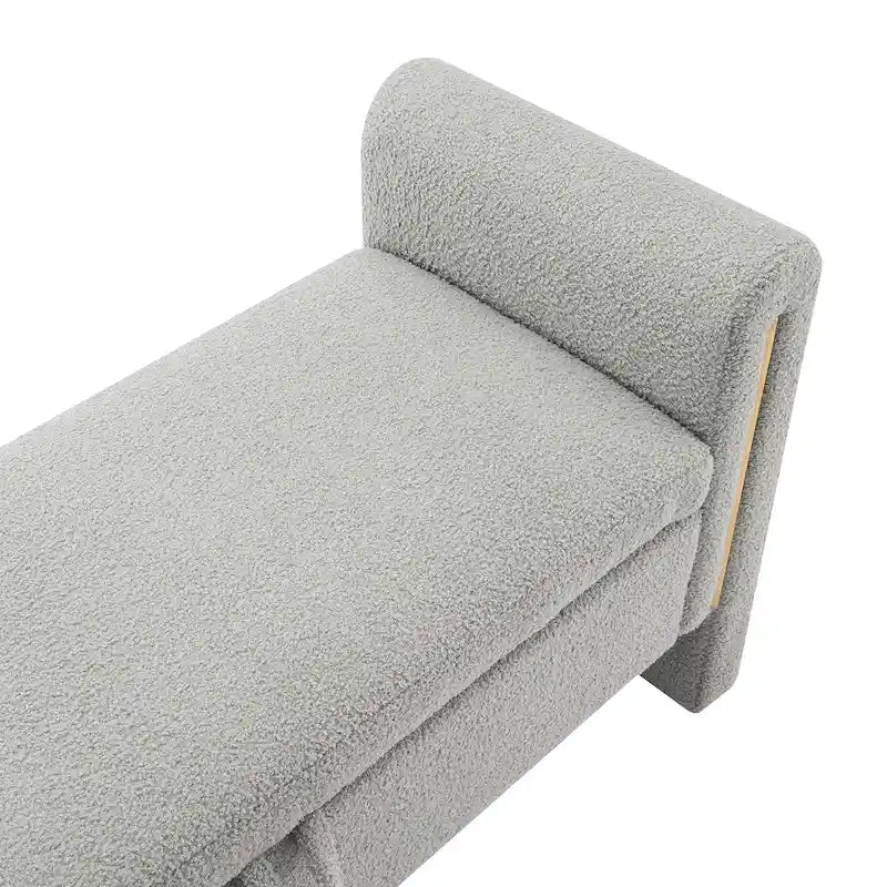 Modern Teddy Fabric Bed-End Storage Bench with Arms