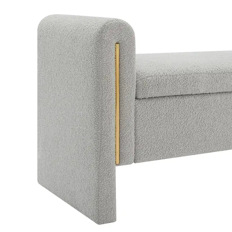 Modern Teddy Fabric Bed-End Storage Bench with Arms