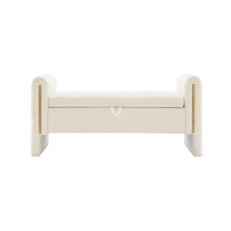 Modern Teddy Fabric Bed-End Storage Bench with Arms