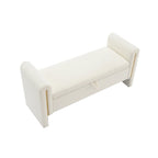Modern Teddy Fabric Bed-End Storage Bench with Arms