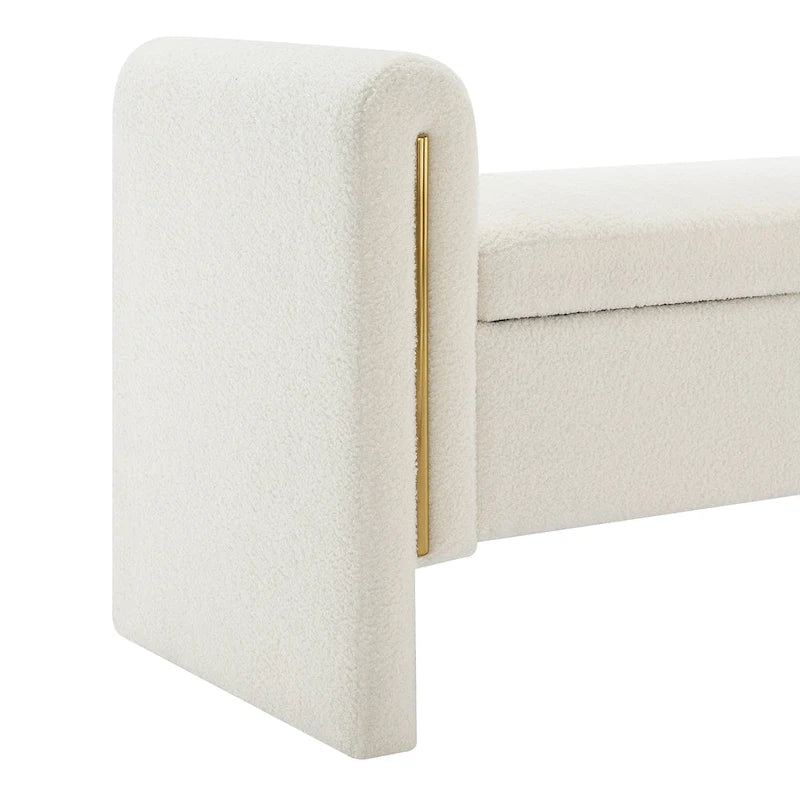 Modern Teddy Fabric Bed-End Storage Bench with Arms