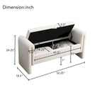 Modern Teddy Fabric Bed-End Storage Bench with Arms