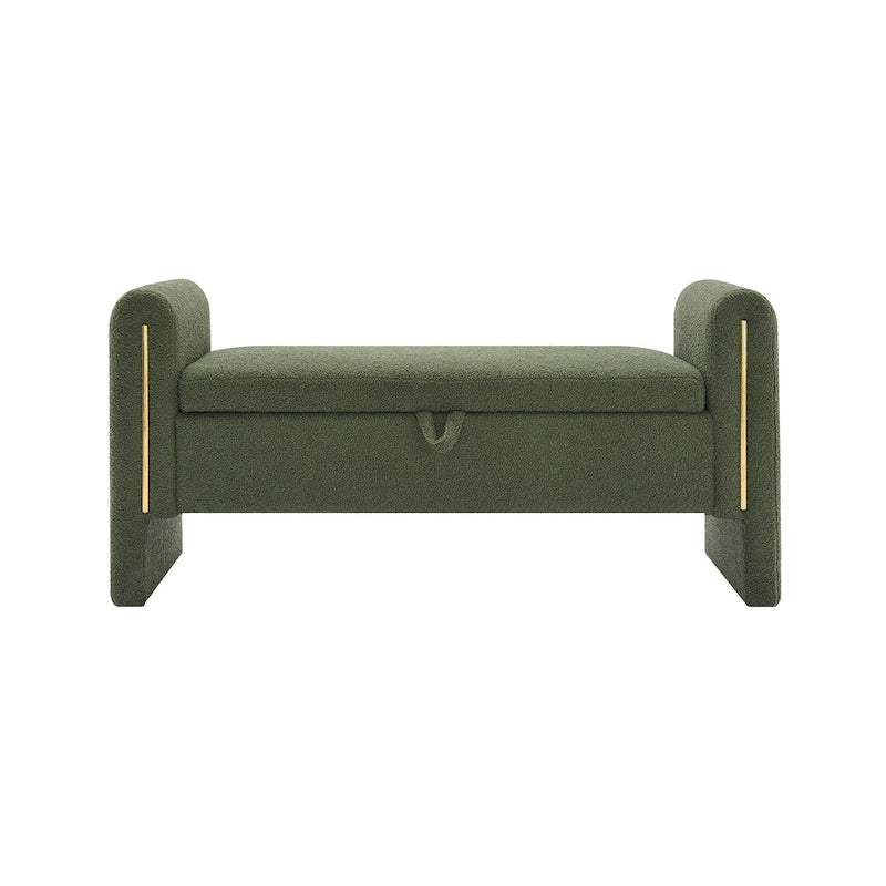 Modern Teddy Fabric Bed-End Storage Bench with Arms