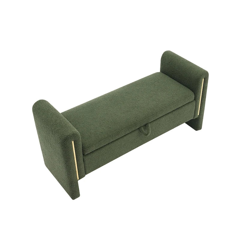 Modern Teddy Fabric Bed-End Storage Bench with Arms
