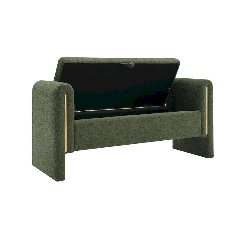 Modern Teddy Fabric Bed-End Storage Bench with Arms