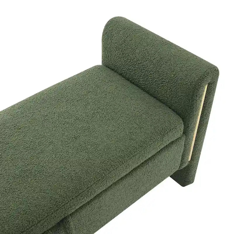 Modern Teddy Fabric Bed-End Storage Bench with Arms