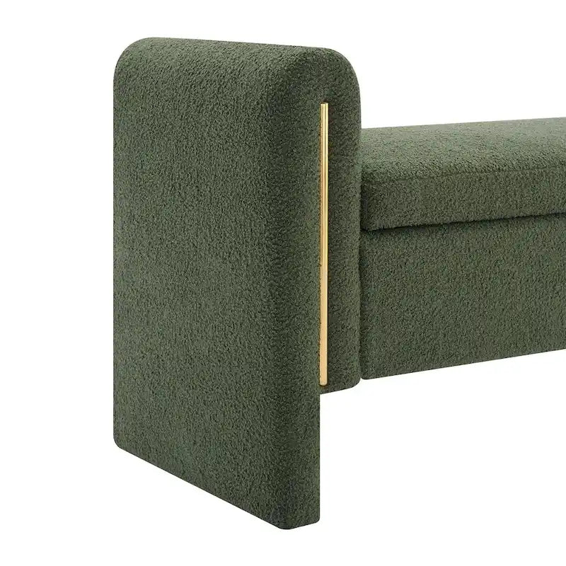 Modern Teddy Fabric Bed-End Storage Bench with Arms