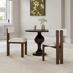 White Upholstered Dining Chairs with Iron Frame, Set of 2