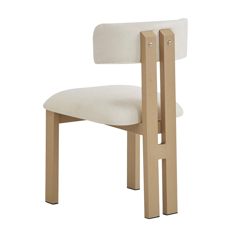White Upholstered Dining Chairs with Iron Frame, Set of 2