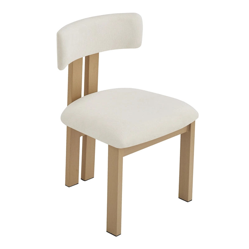 White Upholstered Dining Chairs with Iron Frame, Set of 2