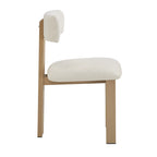 White Upholstered Dining Chairs with Iron Frame, Set of 2