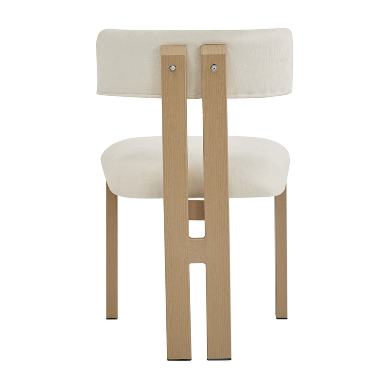 White Upholstered Dining Chairs with Iron Frame, Set of 2