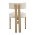 White Upholstered Dining Chairs with Iron Frame, Set of 2
