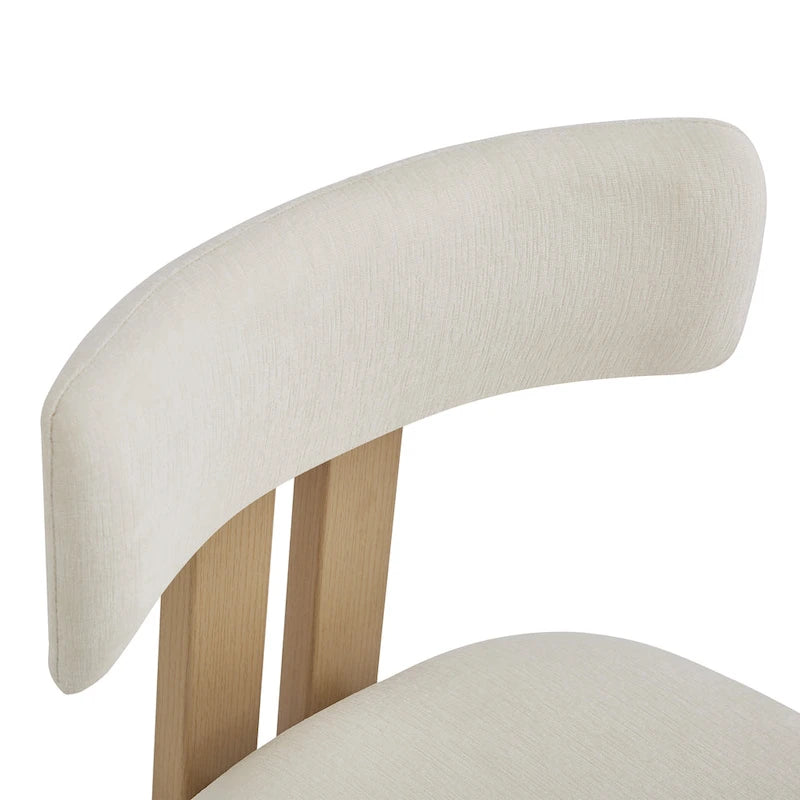White Upholstered Dining Chairs with Iron Frame, Set of 2