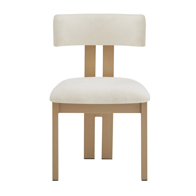 White Upholstered Dining Chairs with Iron Frame, Set of 2