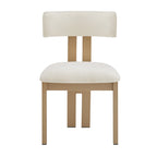 White Upholstered Dining Chairs with Iron Frame, Set of 2