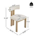 White Upholstered Dining Chairs with Iron Frame, Set of 2