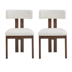 White Upholstered Dining Chairs with Iron Frame, Set of 2