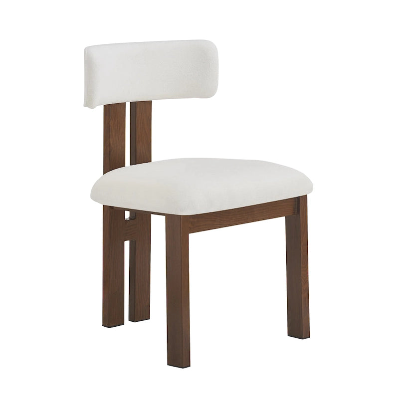 White Upholstered Dining Chairs with Iron Frame, Set of 2