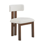 White Upholstered Dining Chairs with Iron Frame, Set of 2