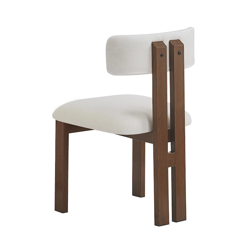 White Upholstered Dining Chairs with Iron Frame, Set of 2