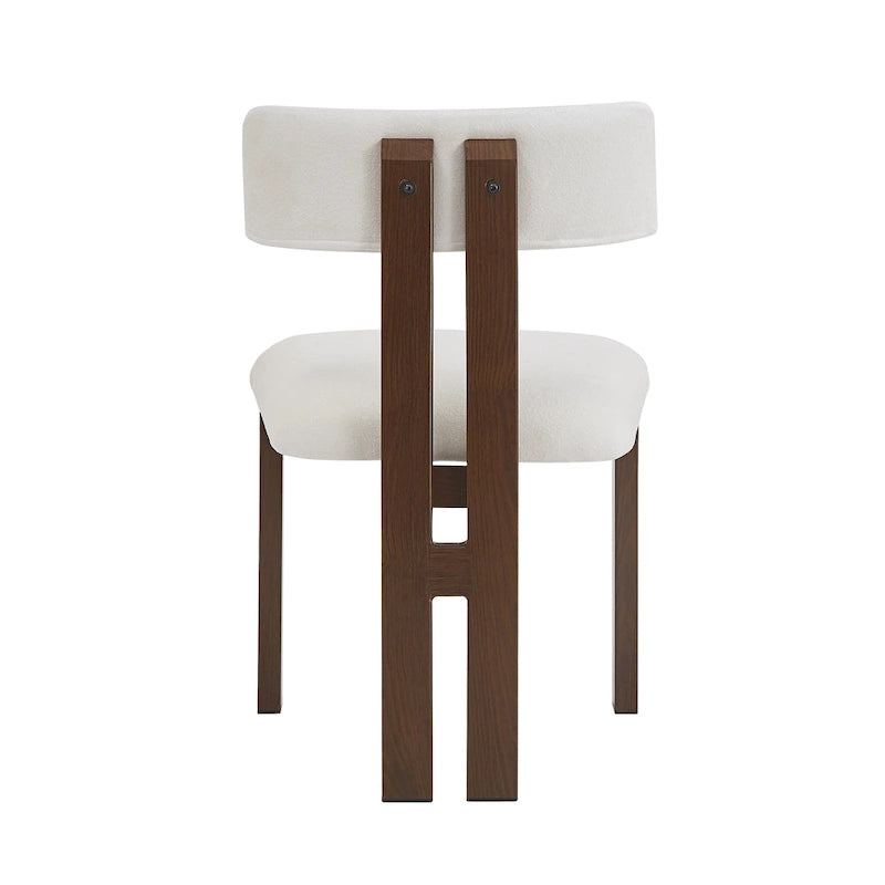 White Upholstered Dining Chairs with Iron Frame, Set of 2