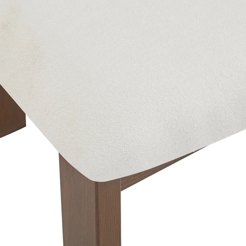 White Upholstered Dining Chairs with Iron Frame, Set of 2