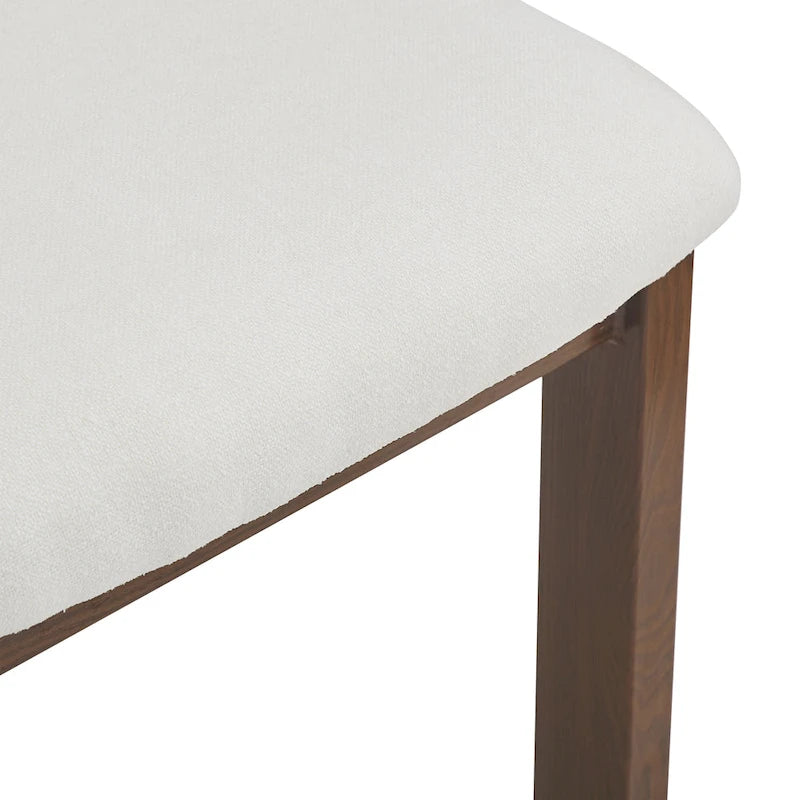 White Upholstered Dining Chairs with Iron Frame, Set of 2