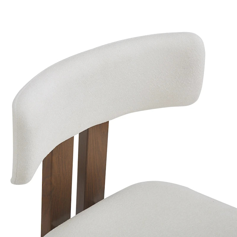 White Upholstered Dining Chairs with Iron Frame, Set of 2