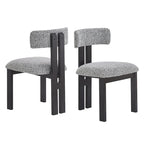 White Upholstered Dining Chairs with Iron Frame, Set of 2