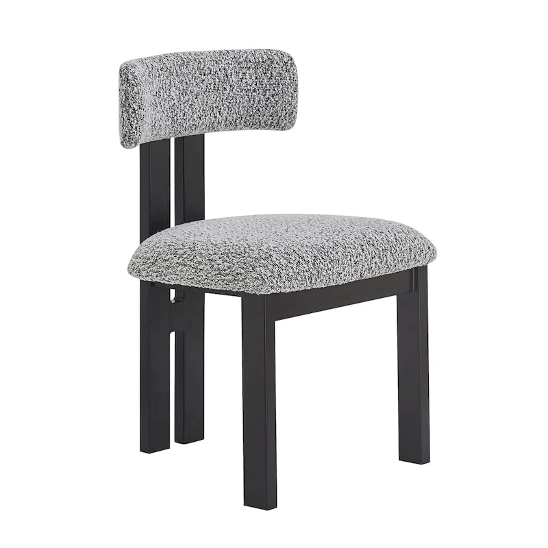 White Upholstered Dining Chairs with Iron Frame, Set of 2