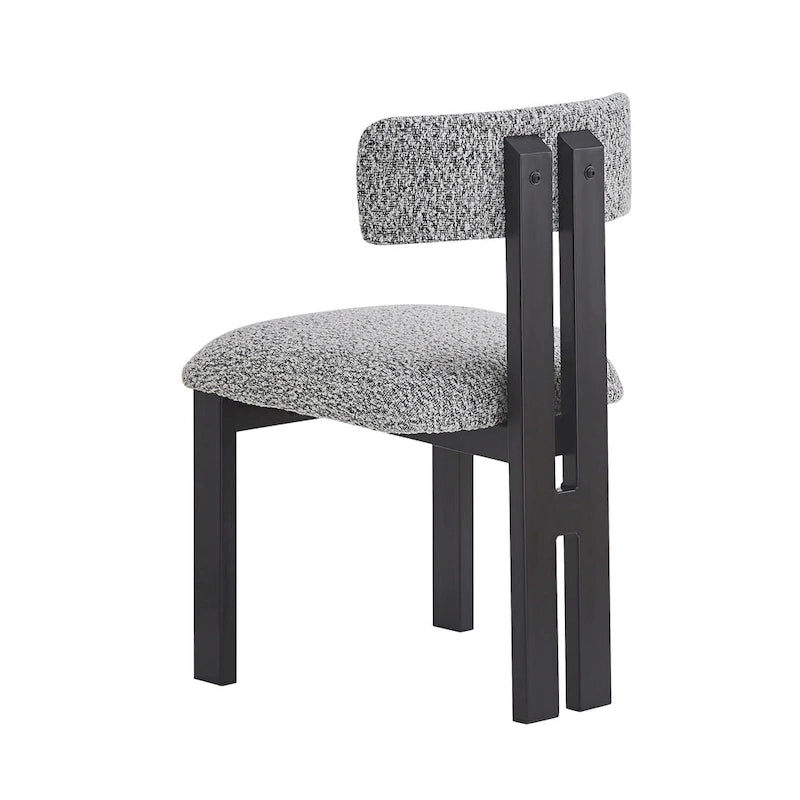 White Upholstered Dining Chairs with Iron Frame, Set of 2
