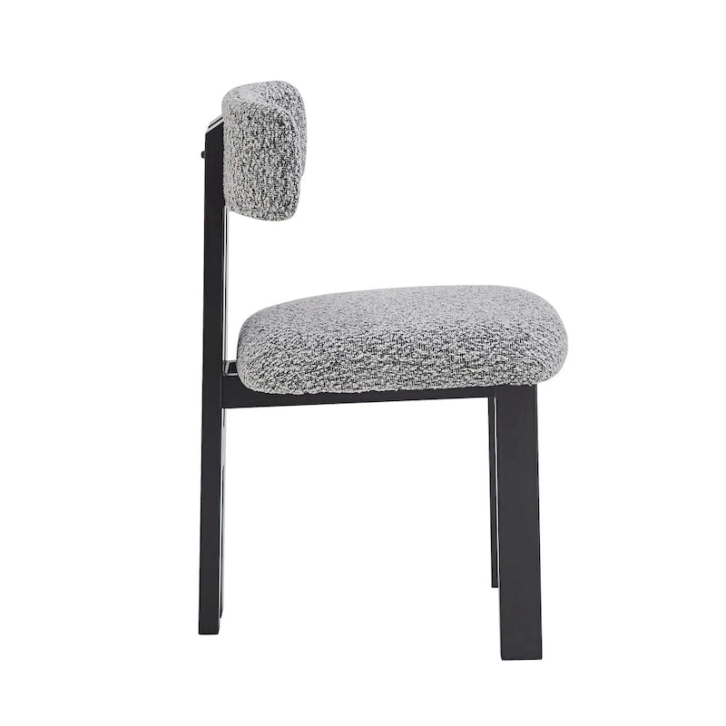 White Upholstered Dining Chairs with Iron Frame, Set of 2