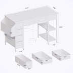Modern Computer Desk with 7 Drawers and Built In Power Station for Gaming and Studying or Home Office Setup