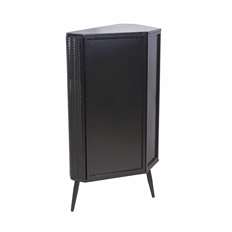 3-Tier Corner Storage Cabinet with Tempered Glass Doors, Removeable Shelves & Metal Frame, Freestanding Space-Saving Organizer