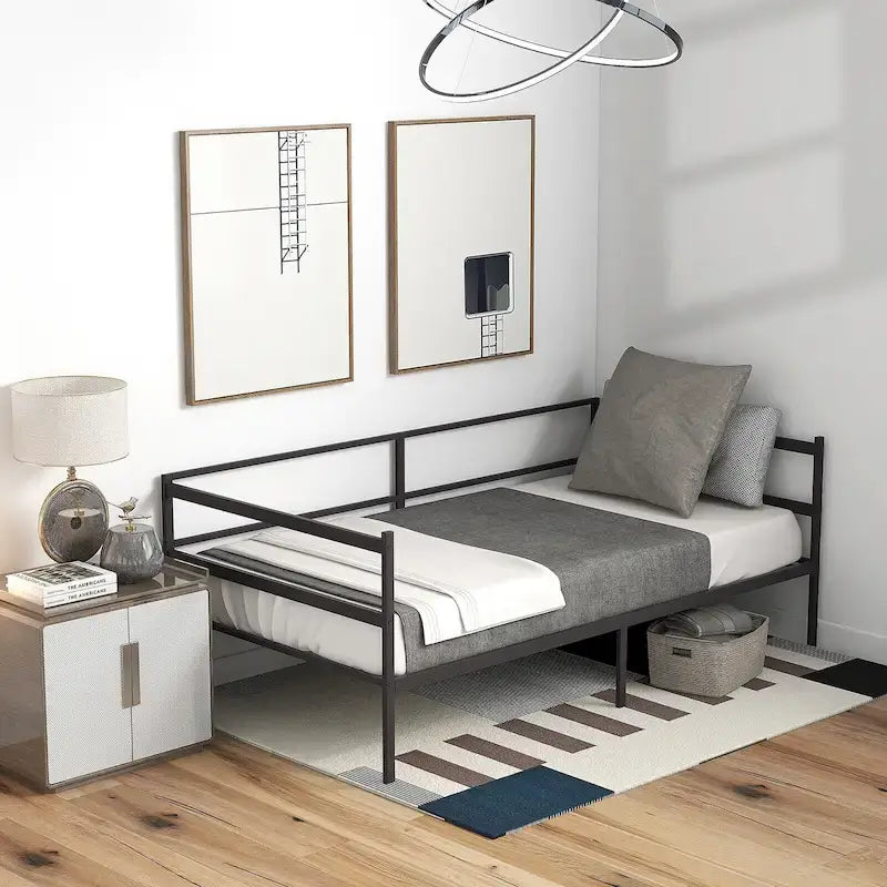 Twin Metal Daybed Frame, Dual-Use Platform Sofa Bed for Living Room