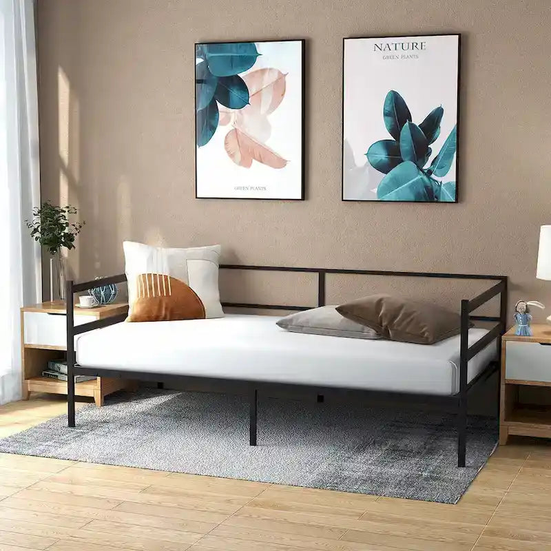 Twin Metal Daybed Frame, Dual-Use Platform Sofa Bed for Living Room